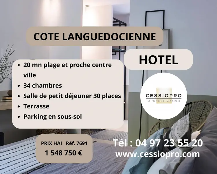 HOTEL BUREAU - 20 M DE LA PLAGE - COTE LANGUEDOCIENNE (HERAULT) – 34 CHAMBRES