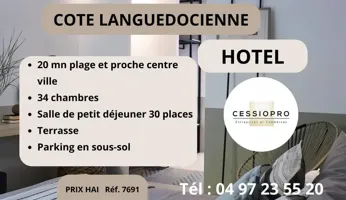 HOTEL BUREAU - 20 M DE LA PLAGE - COTE LANGUEDOCIENNE (HERAULT)  34 CHAMBRES