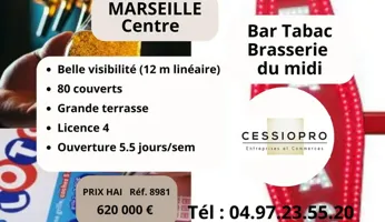 Bar Tabac Loto Brasserie du Midi + Grande Terrasse Marseille Centre