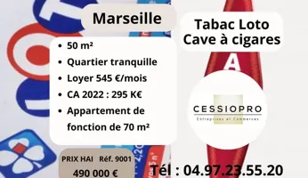 Tabac Loto Cave à Cigares Vins et Spiritueux + Appartement T3, sur Marseille