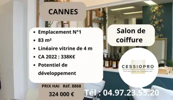Salon de coiffure, Cannes, emplacement No1, refait entièrement, bon CA.